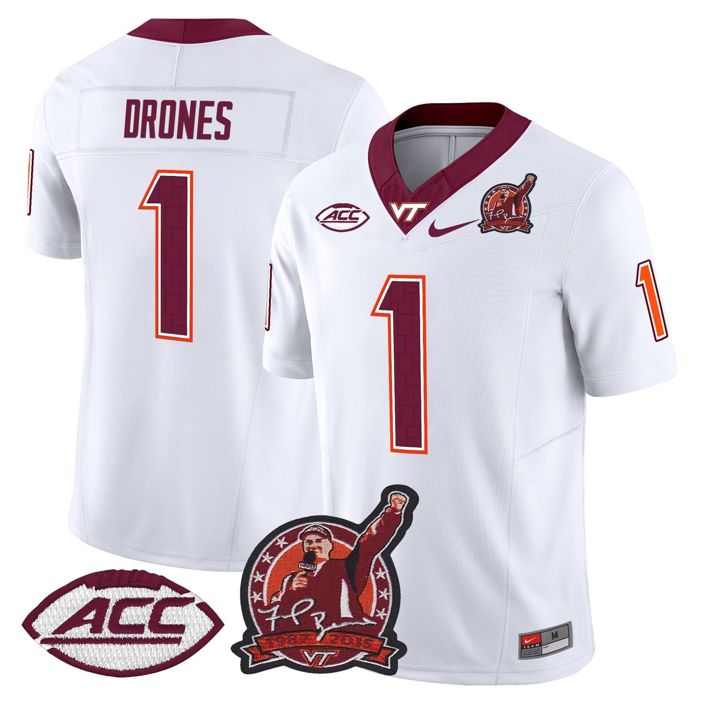 Men's Virginia Tech Hokies Coach Frank Beamer Patch 2025 Vapor Limited Jersey - All Stitched