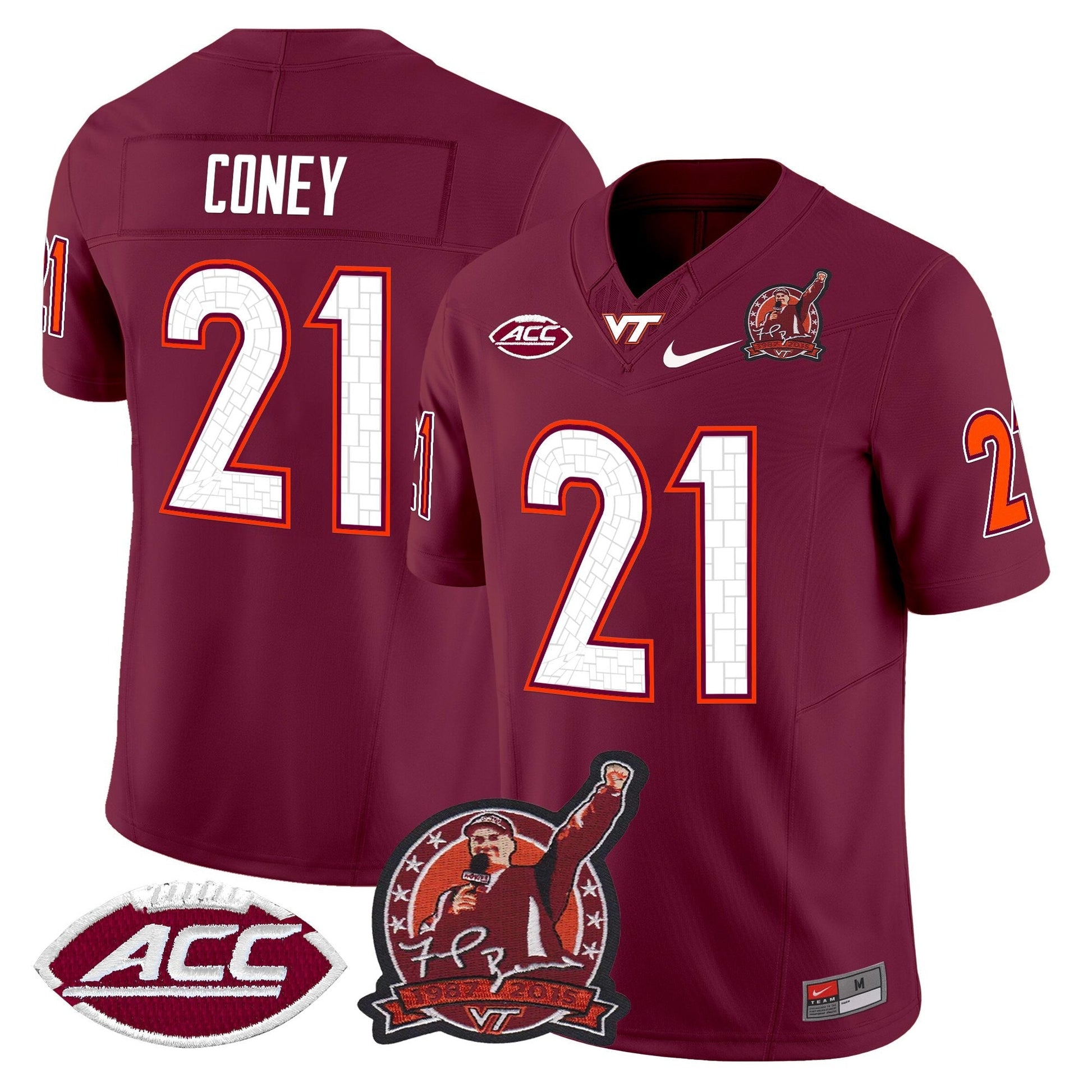 Men's Virginia Tech Hokies Coach Frank Beamer Patch 2025 Vapor Limited Jersey - All Stitched