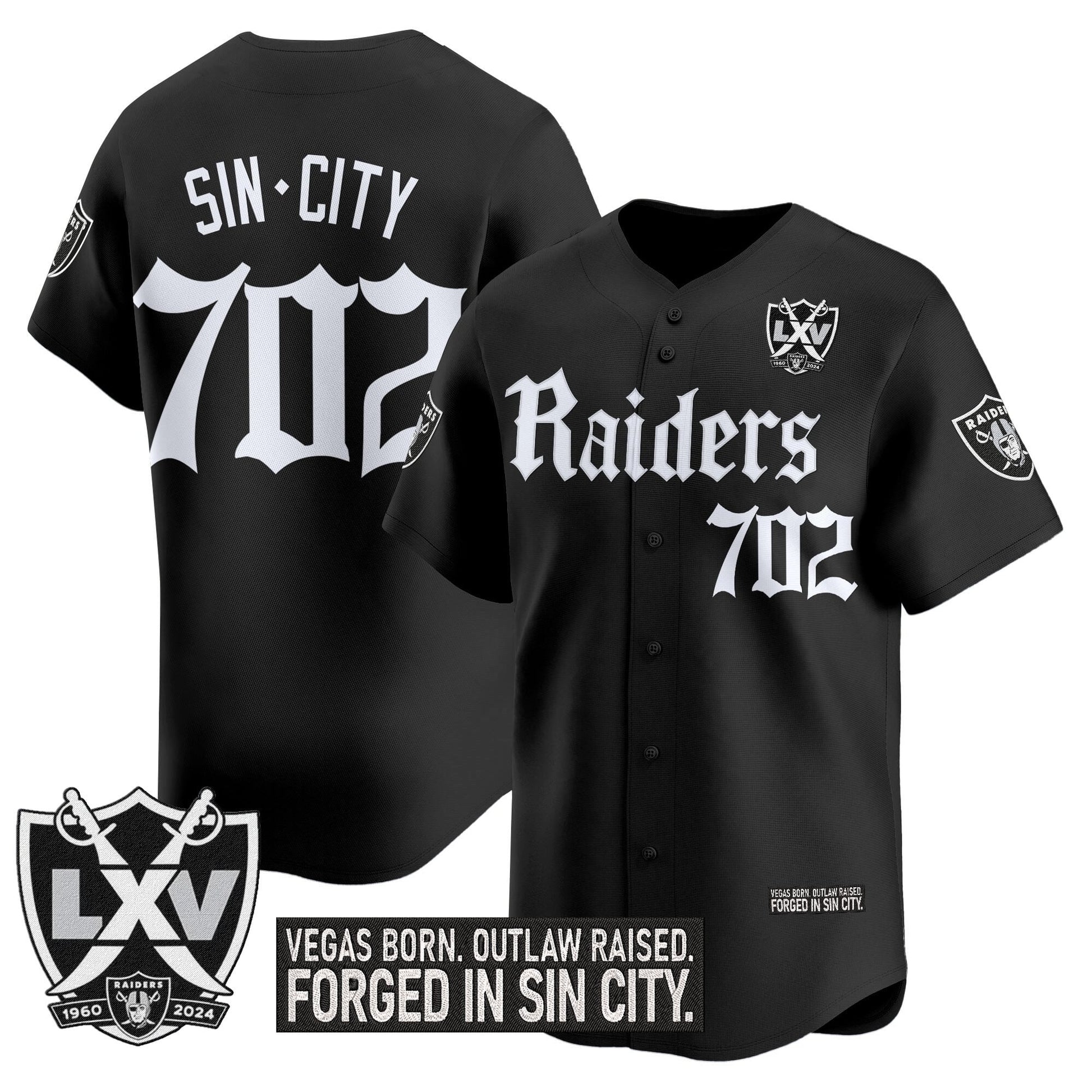 Las Vegas Raiders 'Gothic Sin City Shadows Edition' Vapor Baseball Jersey V2 - All Stitched