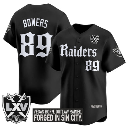 Las Vegas Raiders 'Gothic Sin City Shadows Edition' Vapor Baseball Jersey V2 - All Stitched