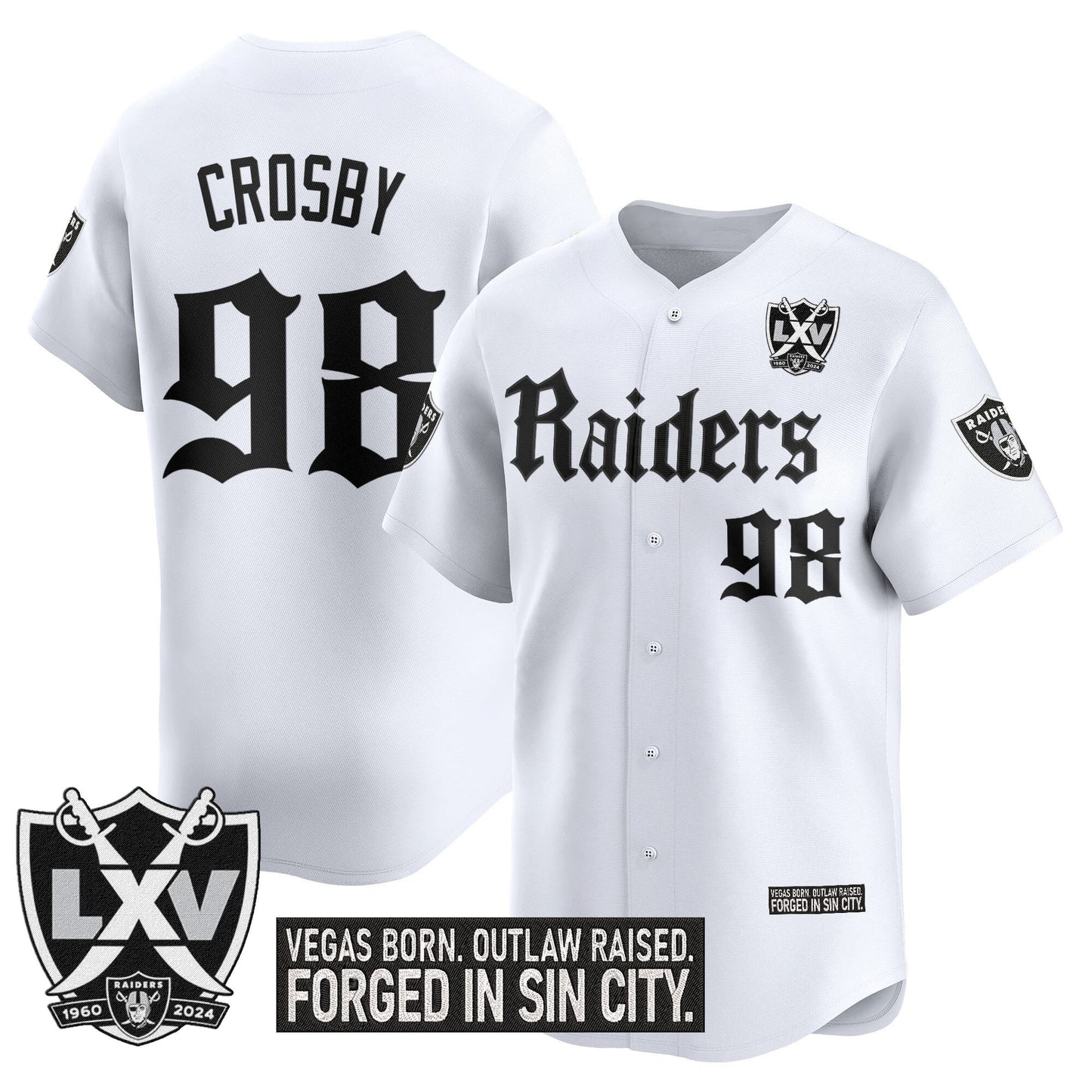 Las Vegas Raiders 'Gothic Sin City Shadows Edition' Vapor Baseball Jersey V2 - All Stitched
