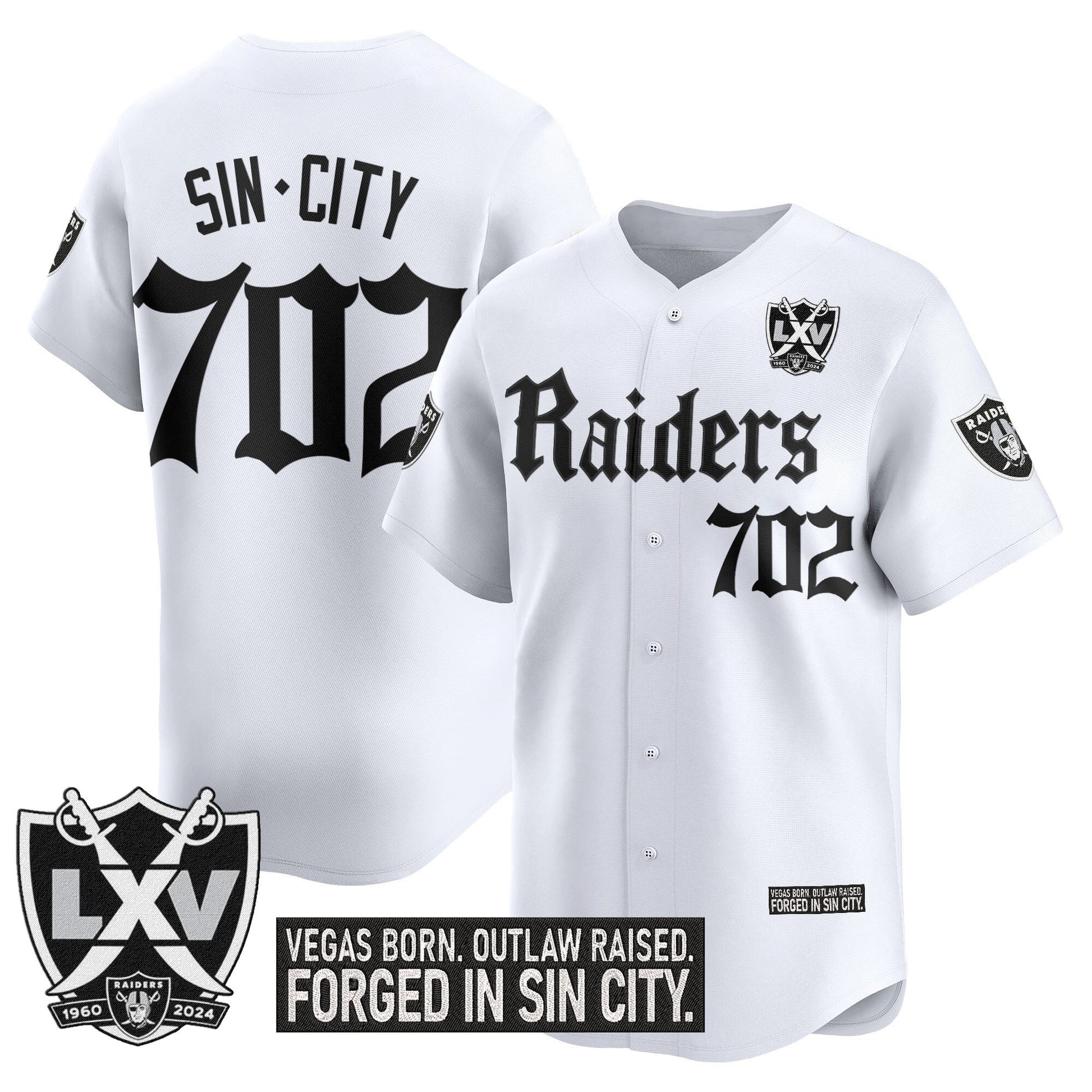Las Vegas Raiders 'Gothic Sin City Shadows Edition' Vapor Baseball Jersey V2 - All Stitched