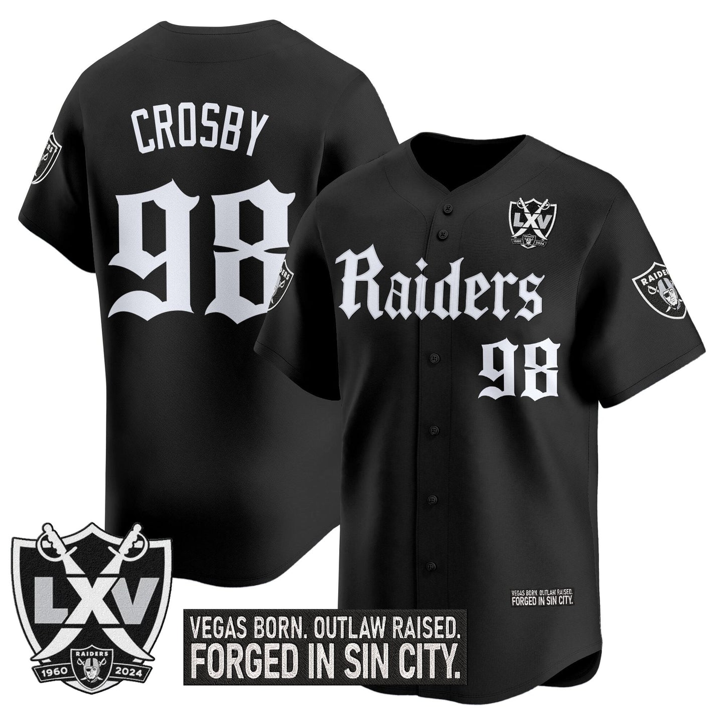 Las Vegas Raiders 'Gothic Sin City Shadows Edition' Vapor Baseball Jersey V2 - All Stitched