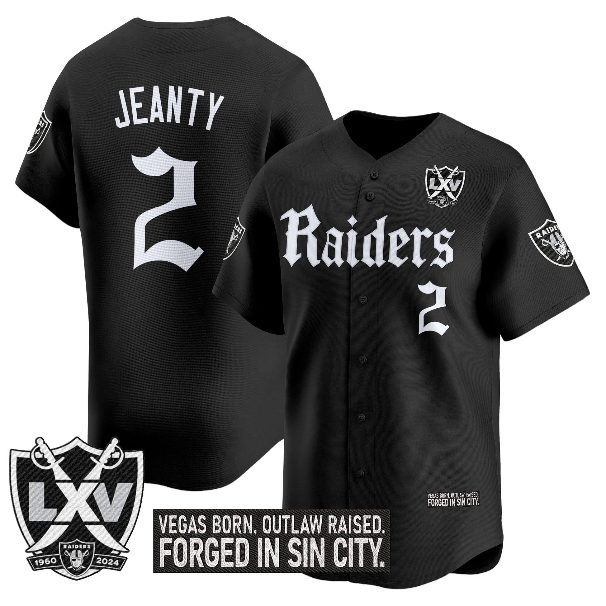 Las Vegas Raiders 'Gothic Sin City Shadows Edition' Vapor Baseball Jersey V2 - All Stitched