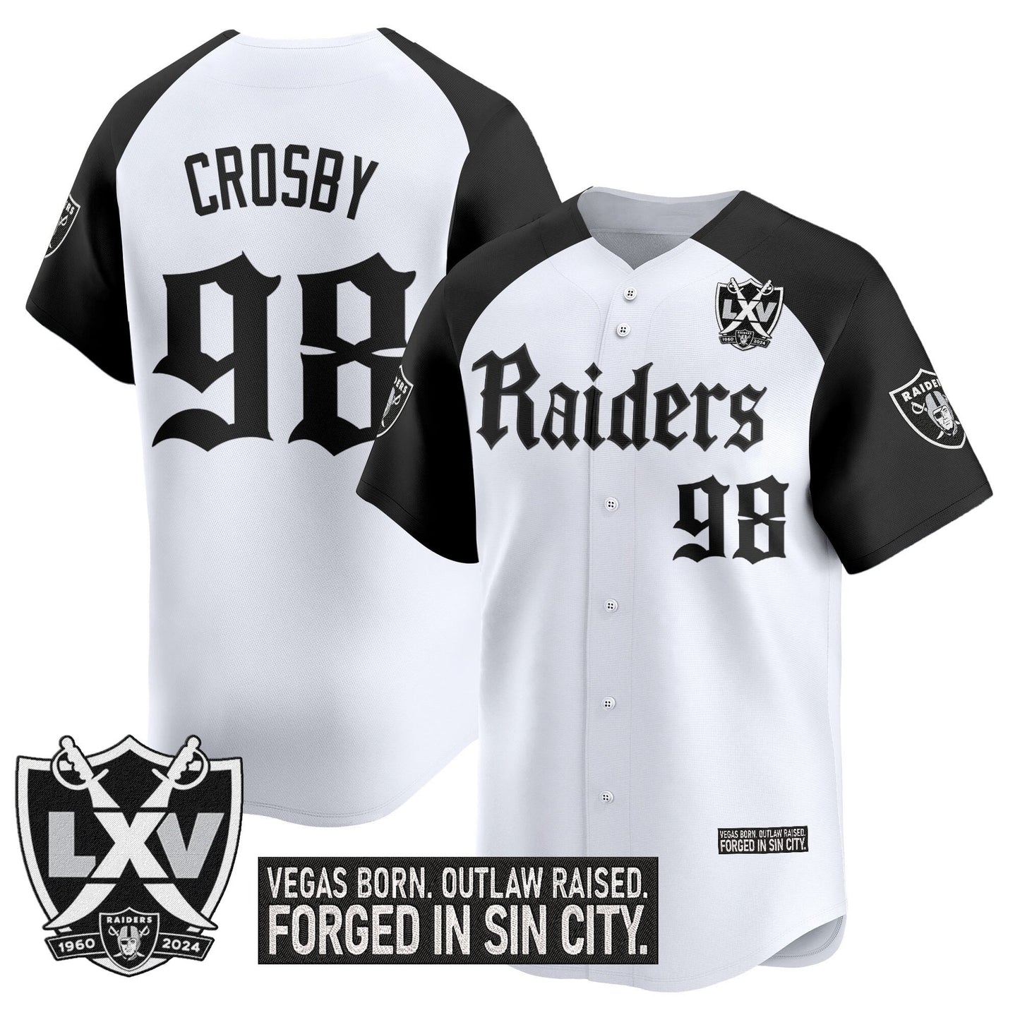 Las Vegas Raiders 'Gothic Sin City Shadows Edition' Vapor Baseball Jersey V2 - All Stitched