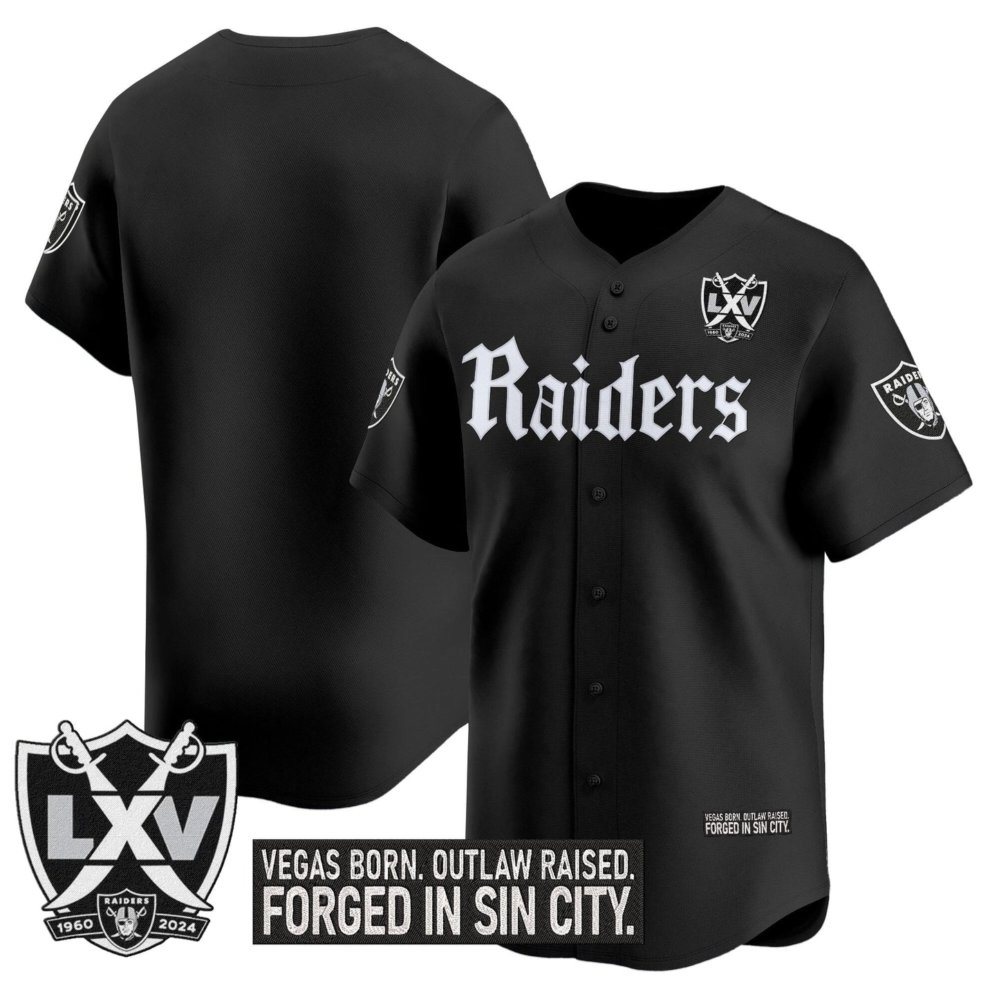 Las Vegas Raiders 'Gothic Sin City Shadows Edition' Vapor Baseball Jersey V2 - All Stitched