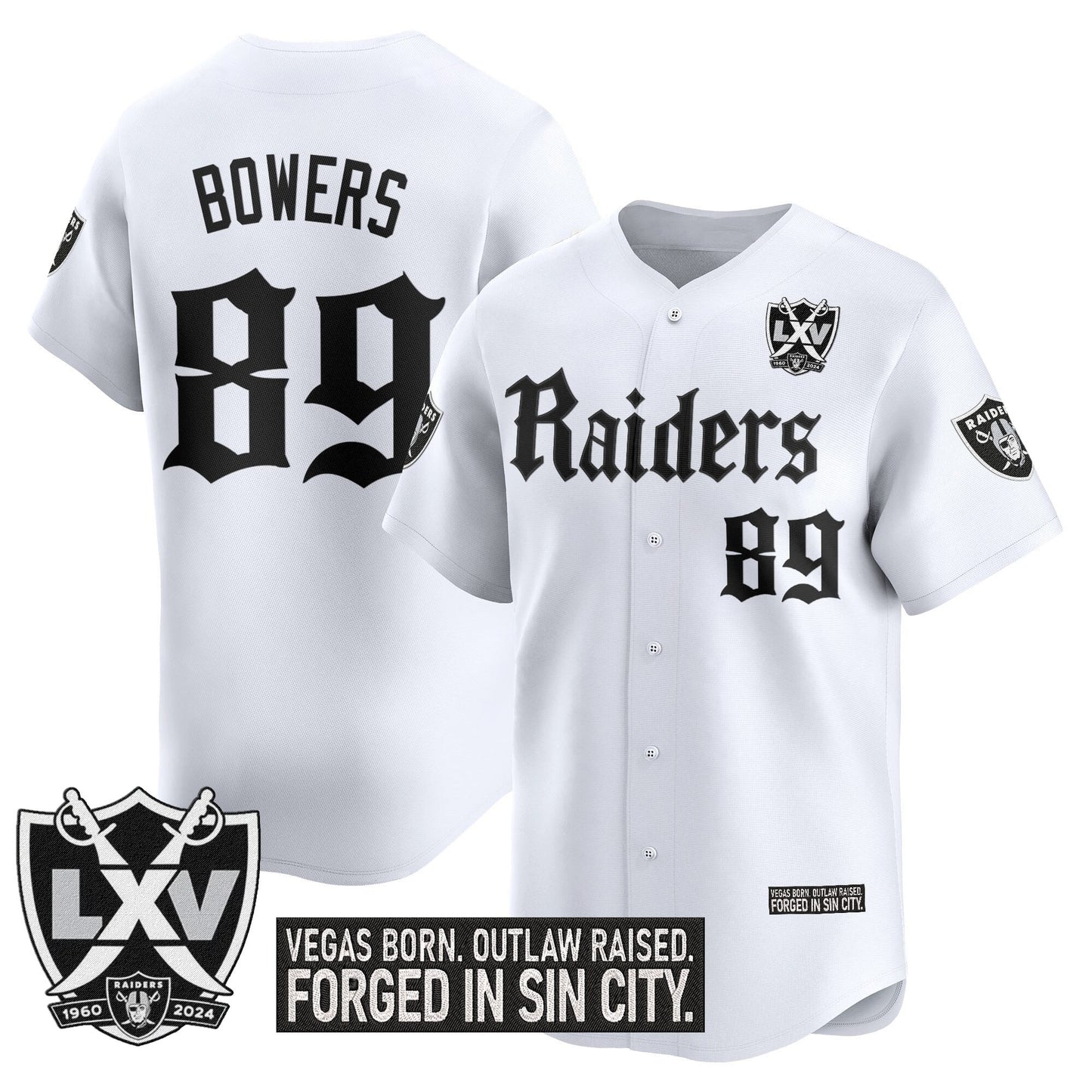 Las Vegas Raiders 'Gothic Sin City Shadows Edition' Vapor Baseball Jersey V2 - All Stitched