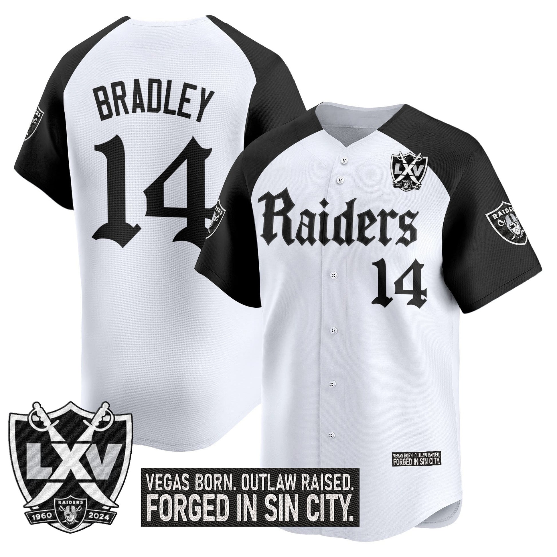 Las Vegas Raiders 'Gothic Sin City Shadows Edition' Vapor Baseball Jersey V2 - All Stitched