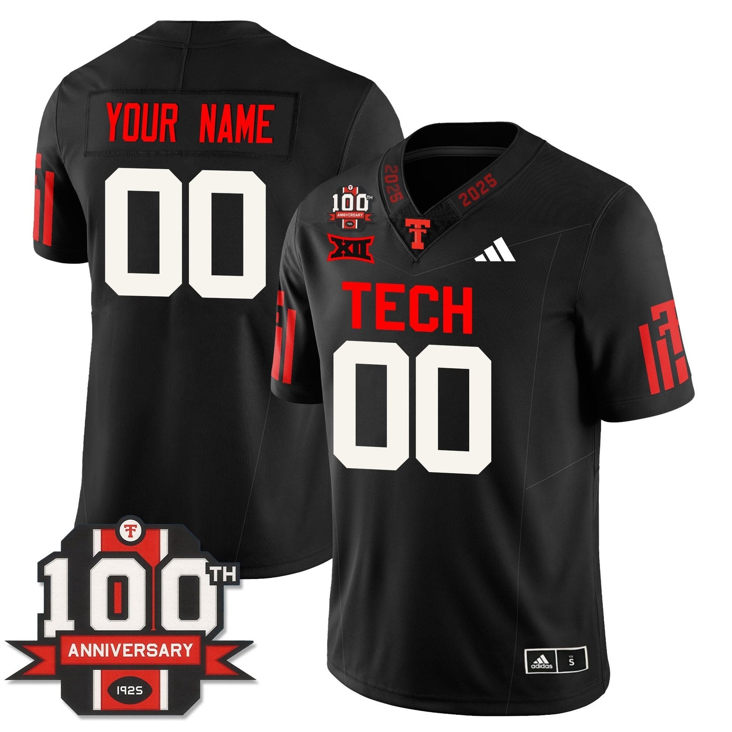 Texas Tech Football 100th Anniversary Custom Jersey - All Stitched