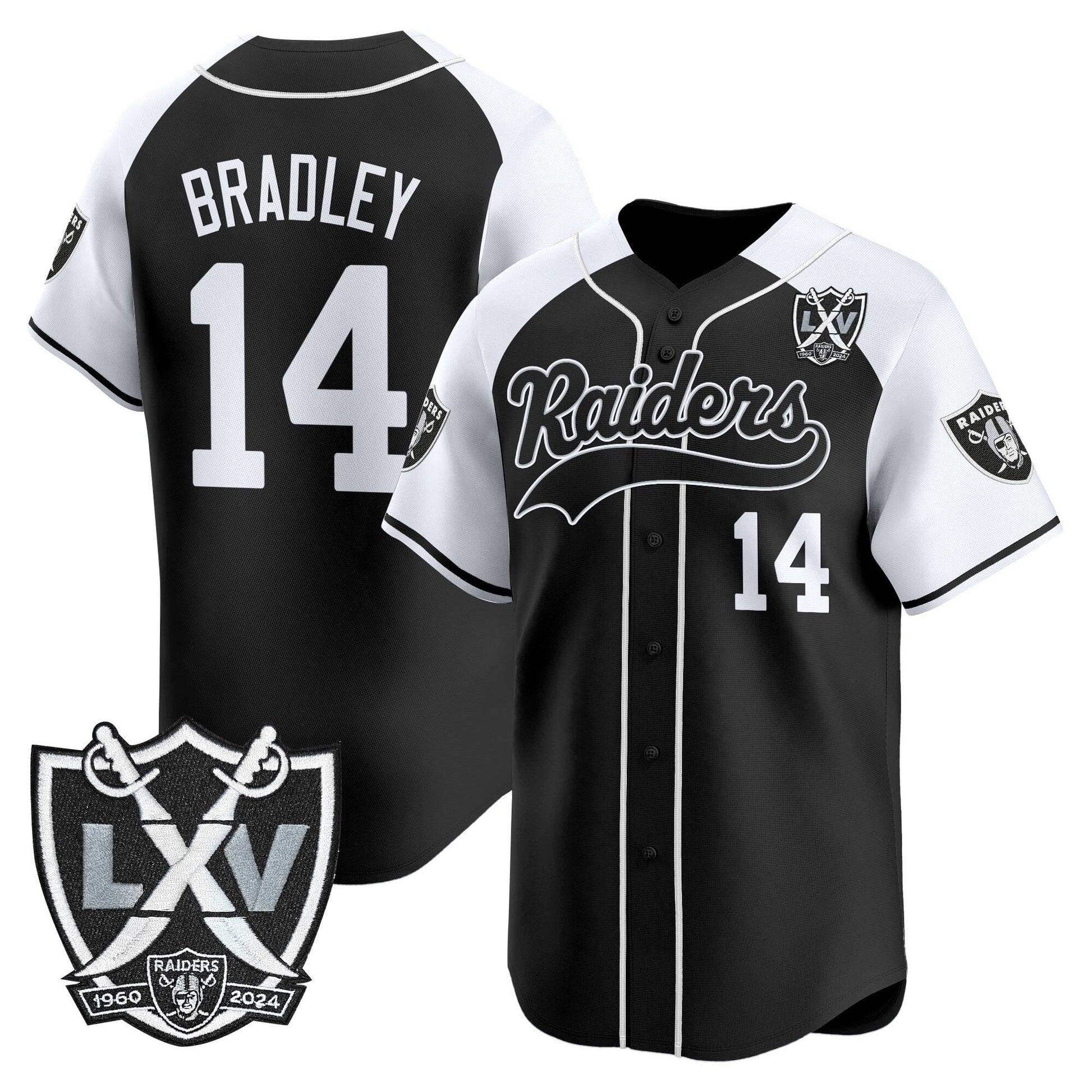Las Vegas Raiders 65th Anniversary Patch Vapor Baseball Jersey - All Stitched