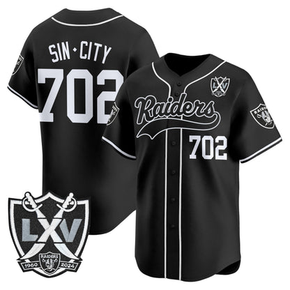 Las Vegas Raiders 65th Anniversary Patch Vapor Baseball Jersey - All Stitched