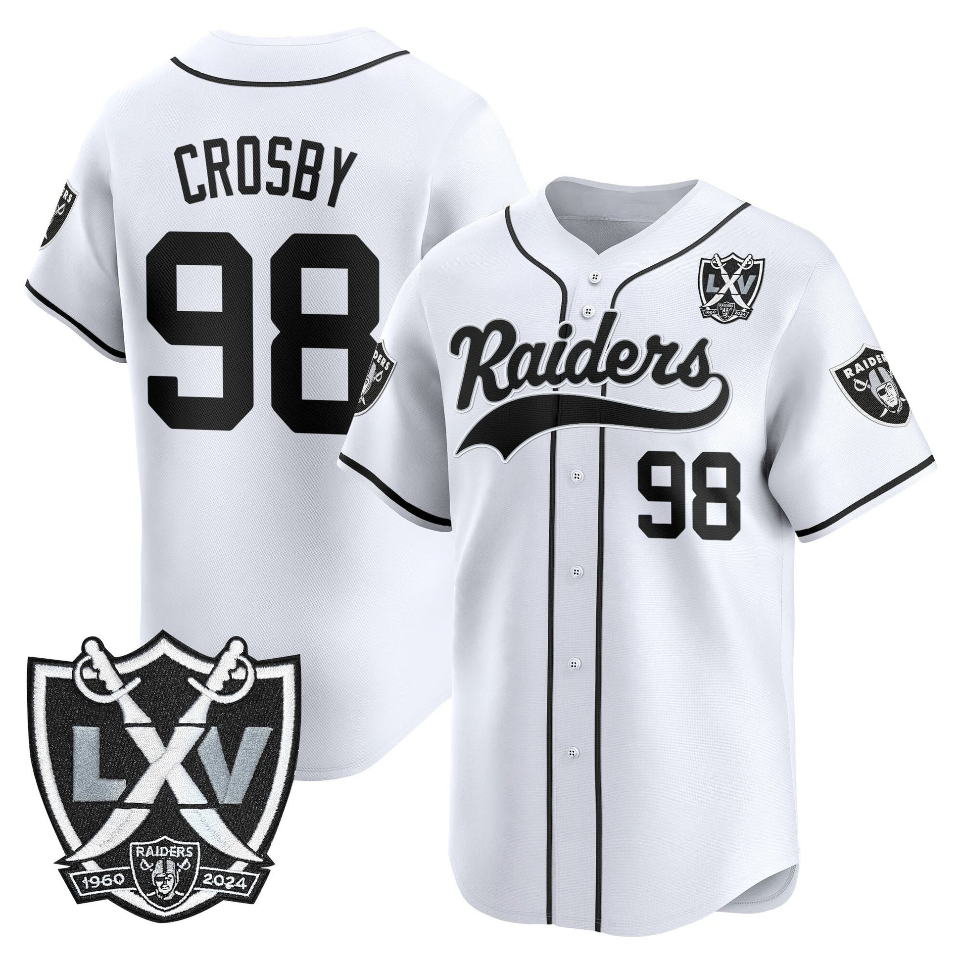 Las Vegas Raiders 65th Anniversary Patch Vapor Baseball Jersey - All Stitched