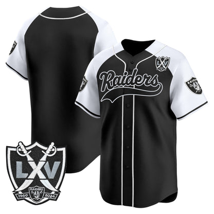 Las Vegas Raiders 65th Anniversary Patch Vapor Baseball Jersey - All Stitched