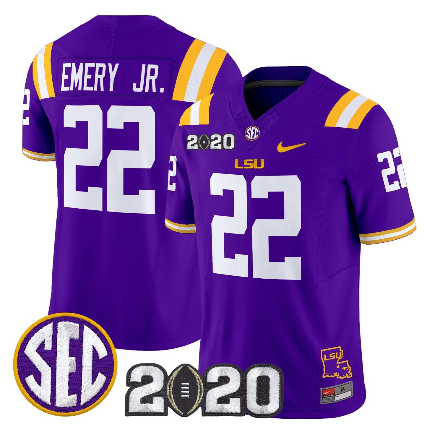 Men's LSU Tigers 2020 National Champions Vapor Limited Jersey - All Stitched
