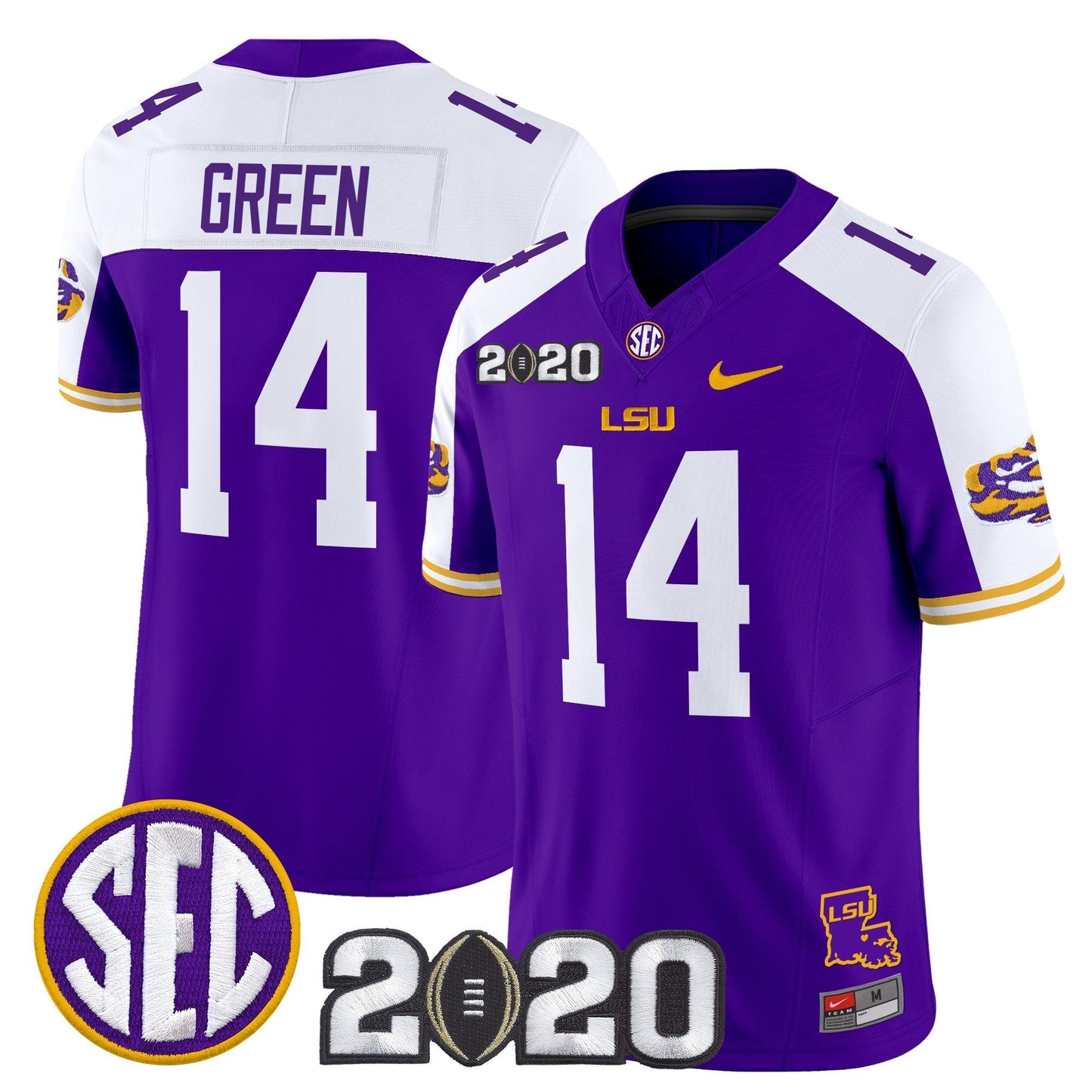 Men's LSU Tigers 2020 National Champions Vapor Limited Jersey - All Stitched