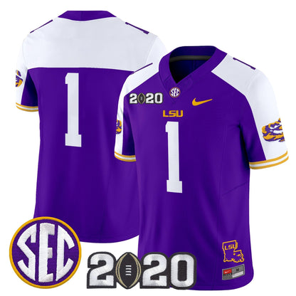 Men's LSU Tigers 2020 National Champions Vapor Limited Jersey - All Stitched