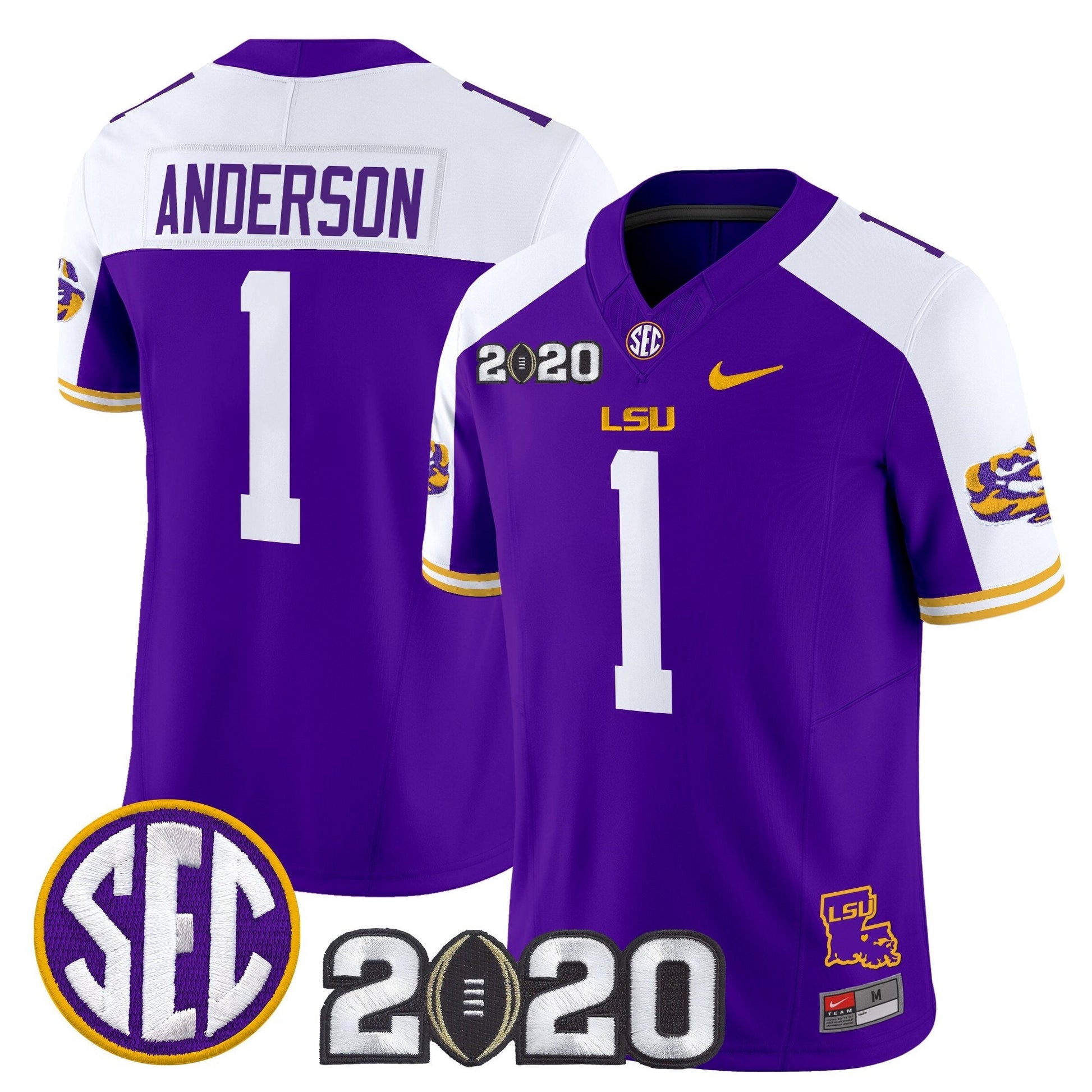 Men's LSU Tigers 2020 National Champions Vapor Limited Jersey - All Stitched