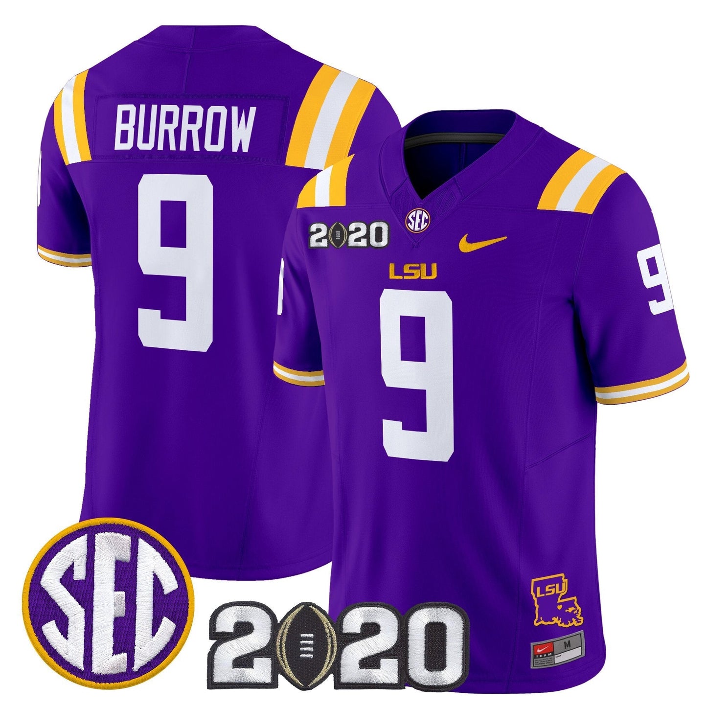Men's LSU Tigers 2020 National Champions Vapor Limited Jersey - All Stitched