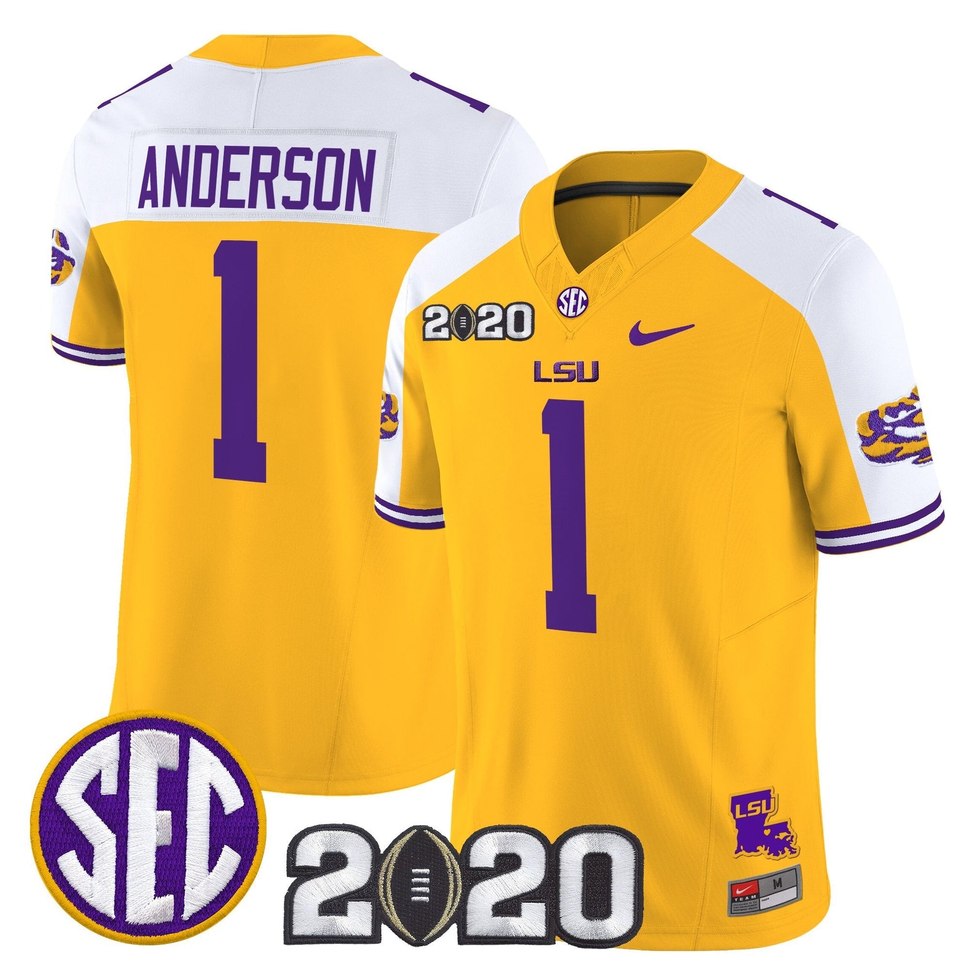 Men's LSU Tigers 2020 National Champions Vapor Limited Jersey - All Stitched