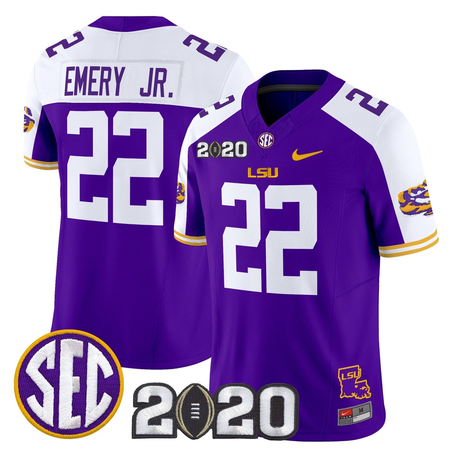 Men's LSU Tigers 2020 National Champions Vapor Limited Jersey - All Stitched