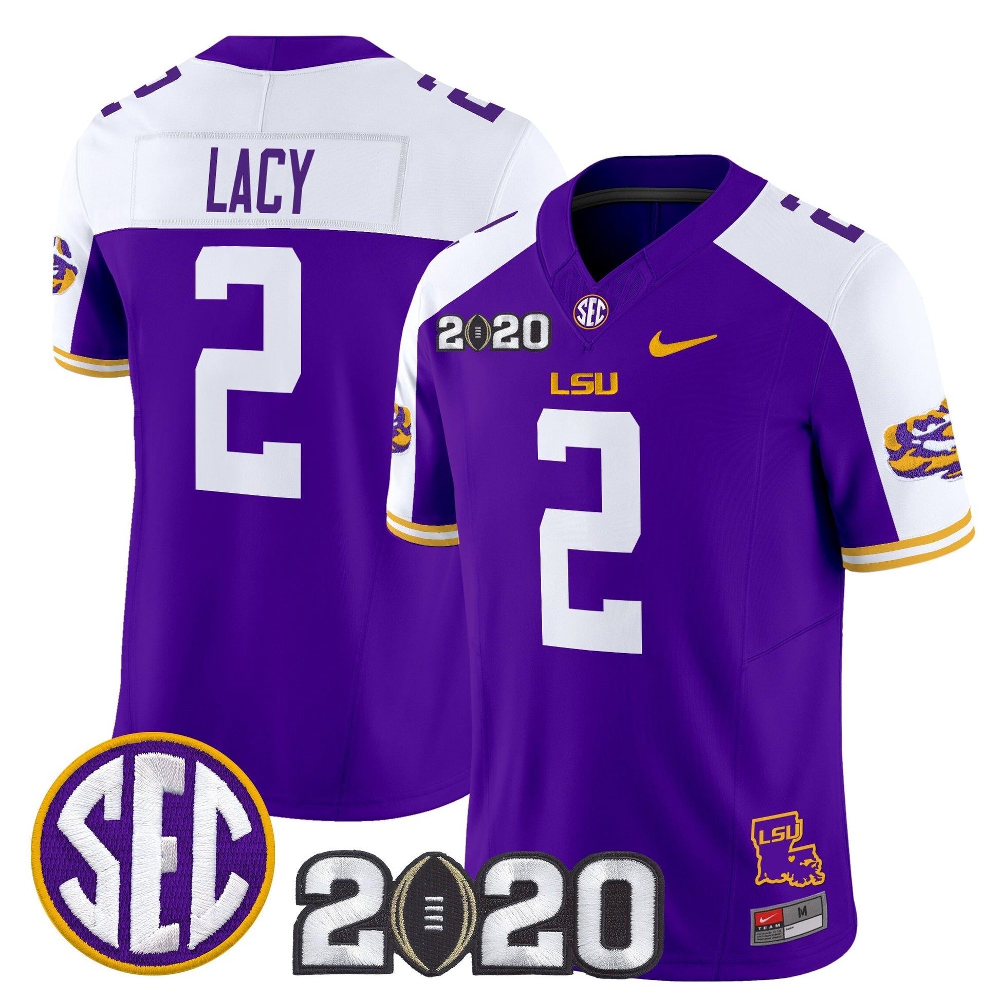 Men's LSU Tigers 2020 National Champions Vapor Limited Jersey - All Stitched