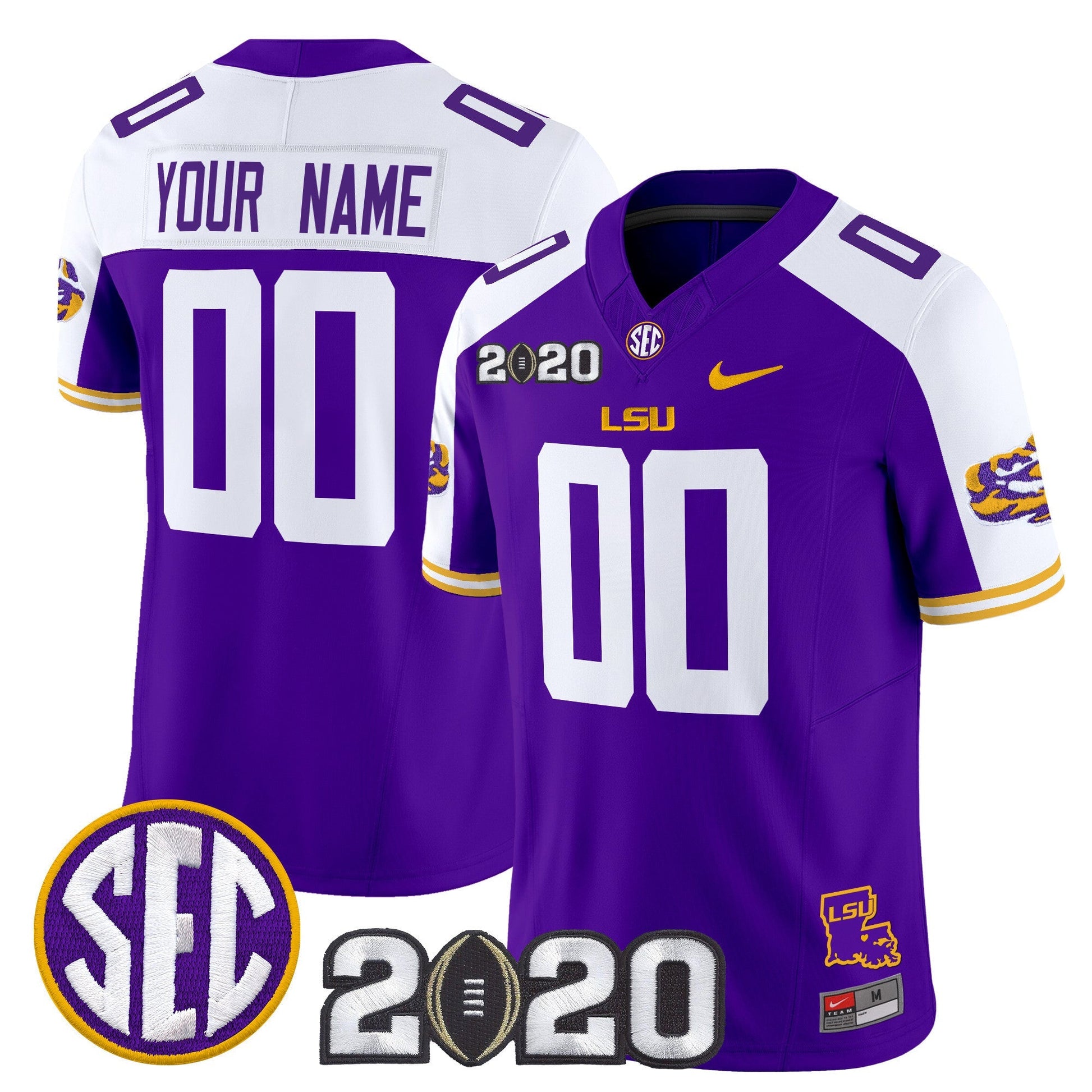 LSU Tigers 2020 National Champions Vapor Limited Custom Jersey - All Stitched