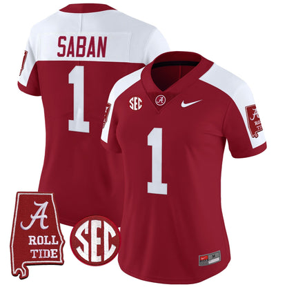 Women's Alabama Crimson Tide 2025 Vapor Limited Jersey - Alabama Map - All Stitched