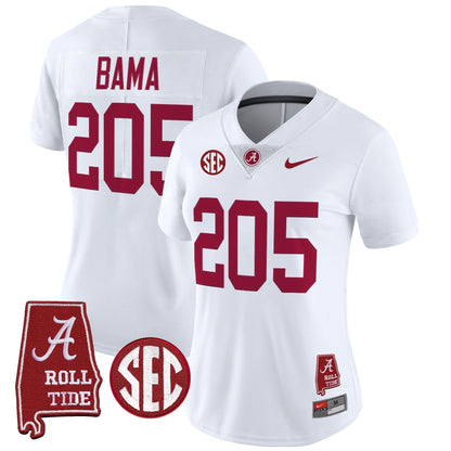 Women's Alabama Crimson Tide 2025 Vapor Limited Jersey - Alabama Map - All Stitched