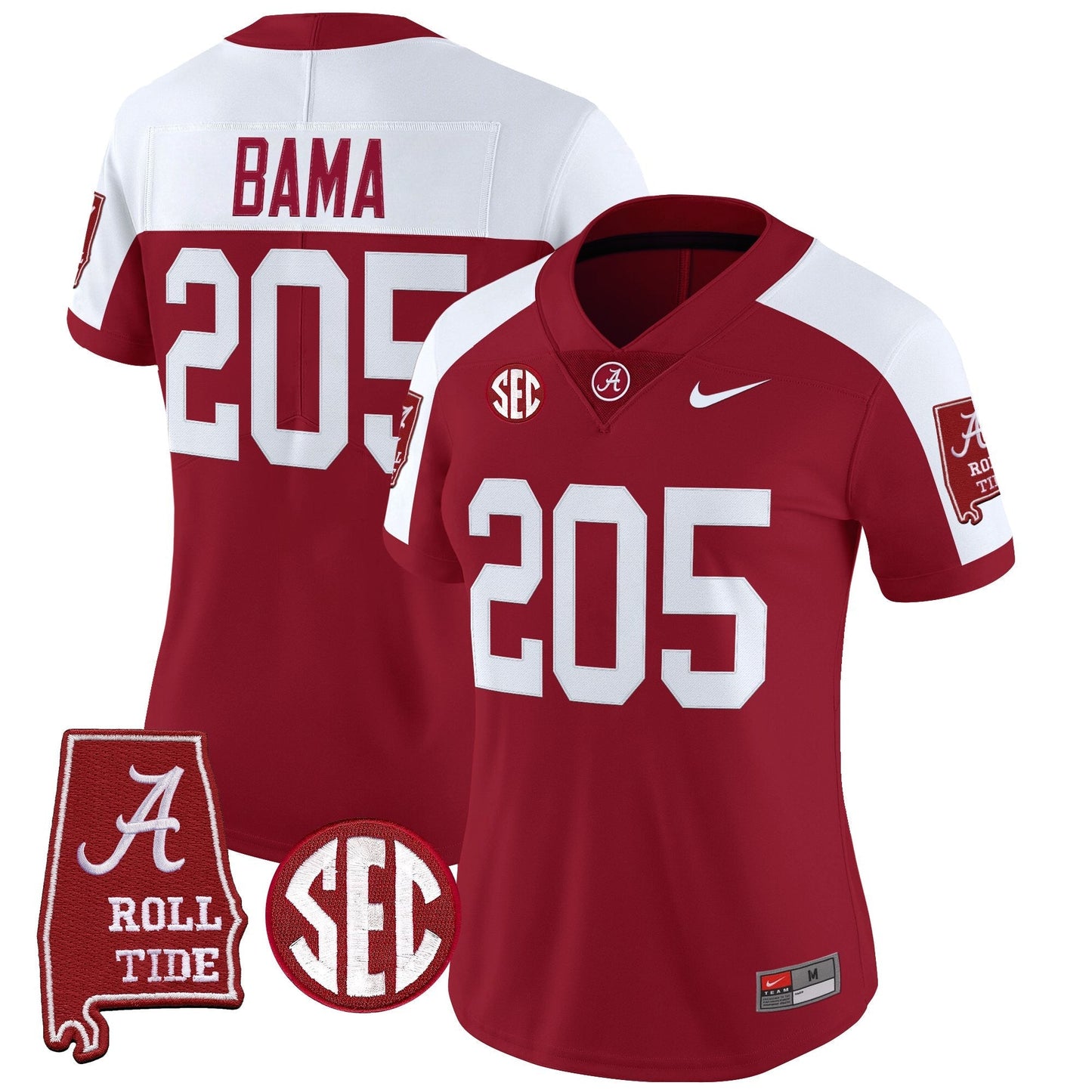 Women's Alabama Crimson Tide 2025 Vapor Limited Jersey - Alabama Map - All Stitched