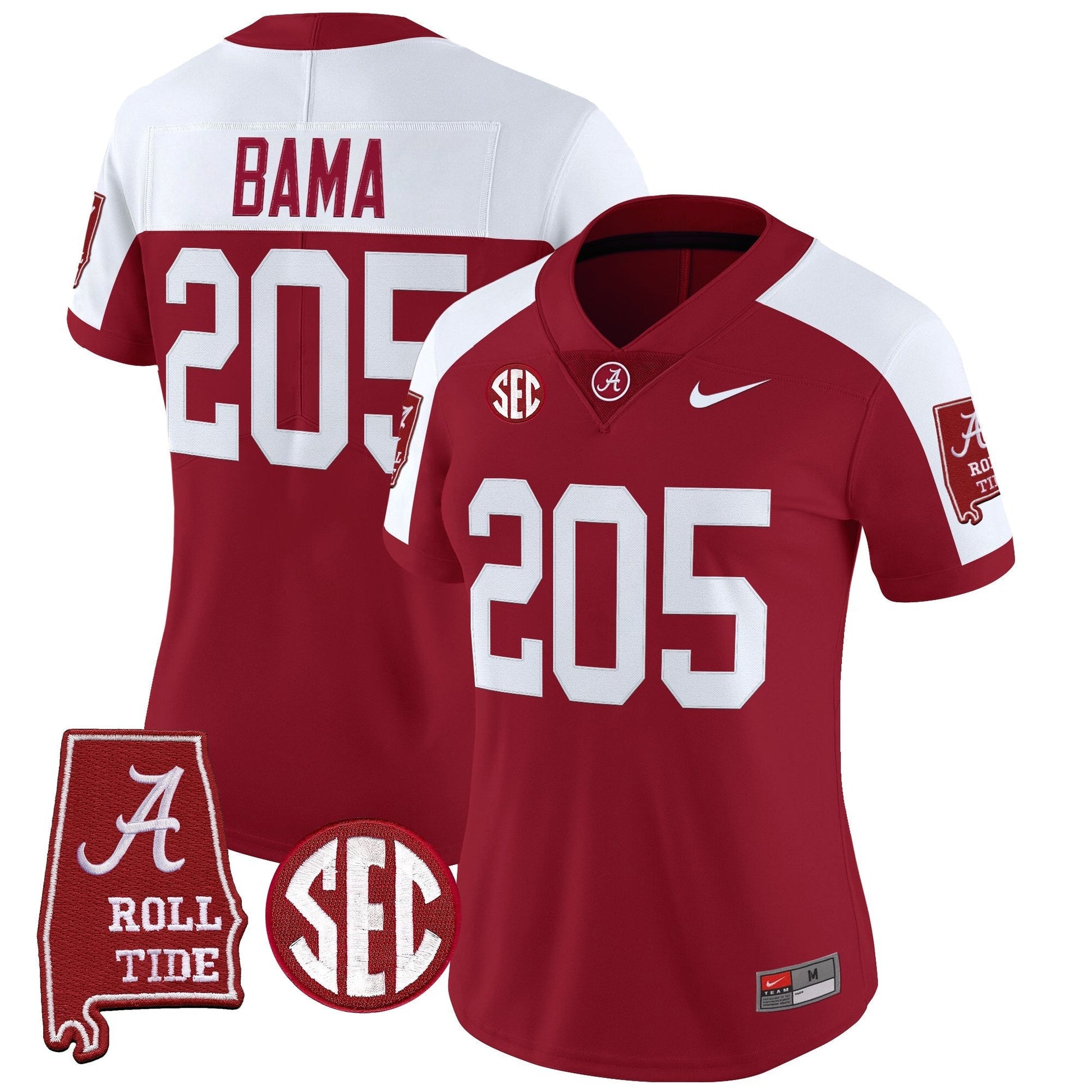 Women's Alabama Crimson Tide 2025 Vapor Limited Jersey - Alabama Map - All Stitched