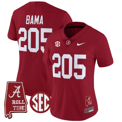 Women's Alabama Crimson Tide 2025 Vapor Limited Jersey - Alabama Map - All Stitched