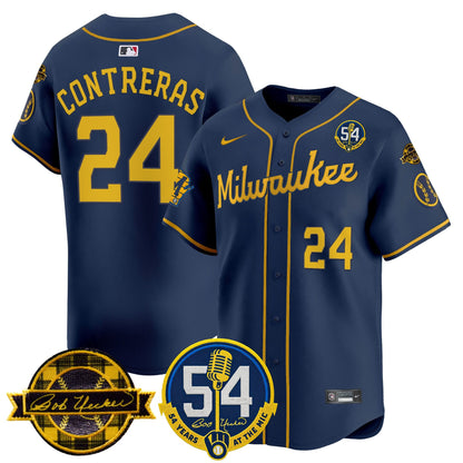 Men's Milwaukee Brewers 'Bob Uecker - 54 Seasons for Brewers' Vapor Premier Limited Jersey - All Stitched