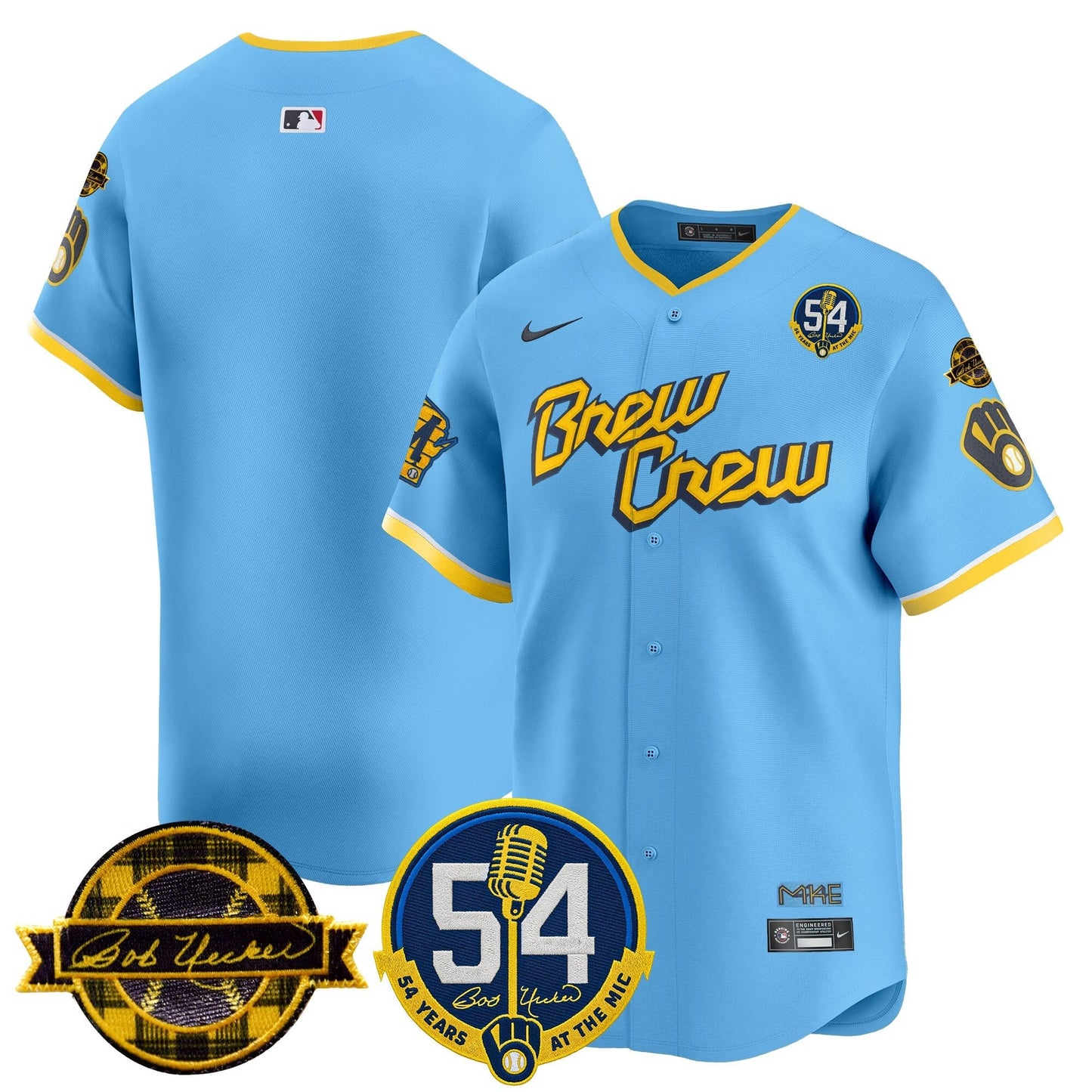 Men's Milwaukee Brewers 'Bob Uecker - 54 Seasons for Brewers' Vapor Premier Limited Jersey - All Stitched