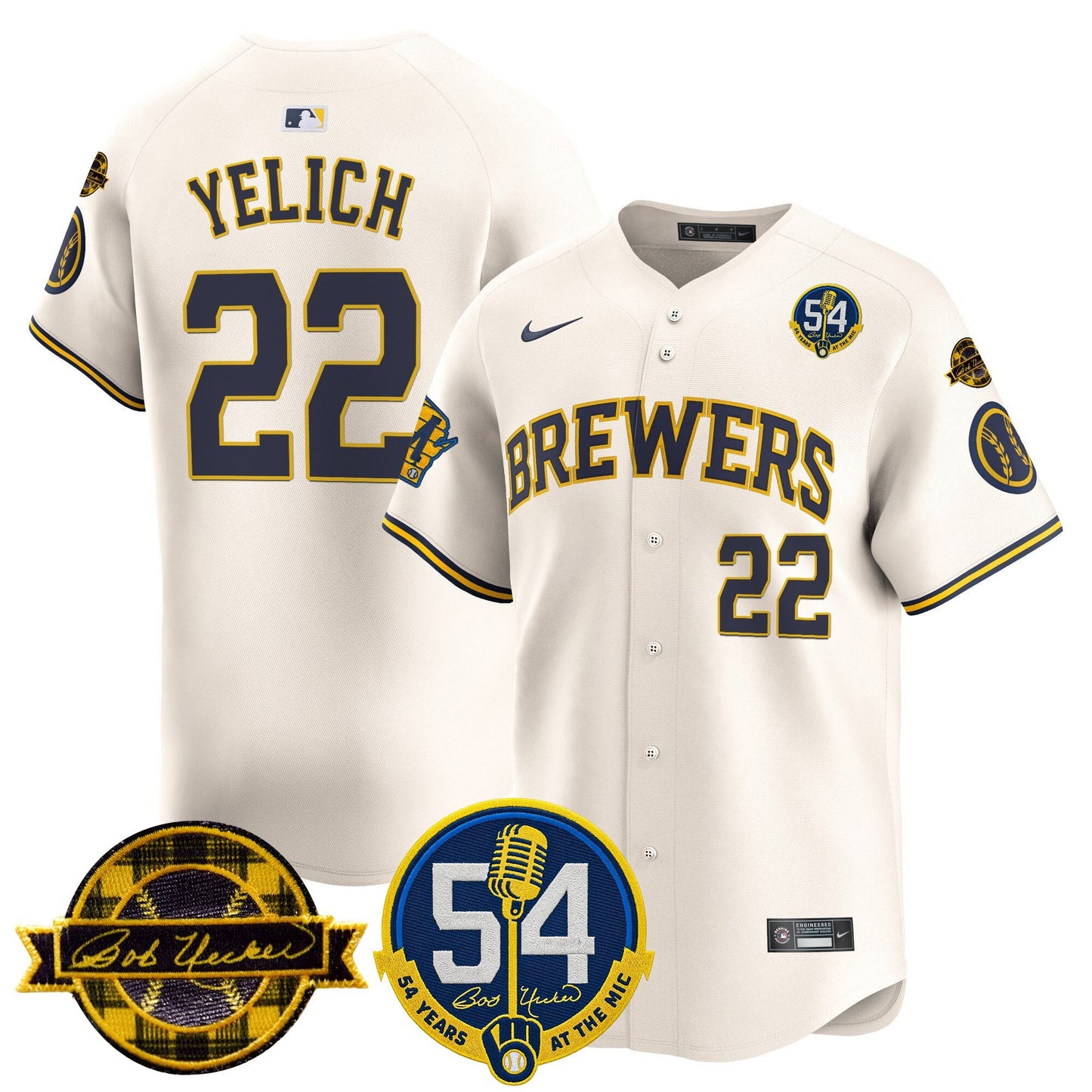 Men's Milwaukee Brewers 'Bob Uecker - 54 Seasons for Brewers' Vapor Premier Limited Jersey - All Stitched