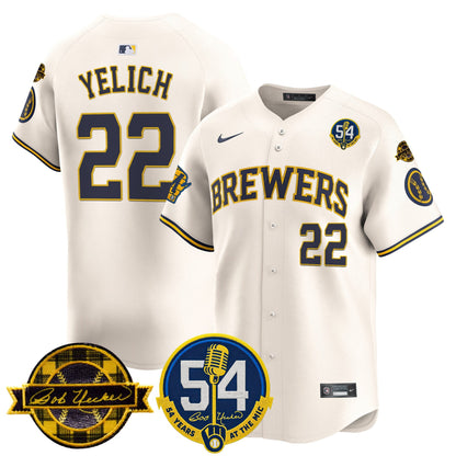 Men's Milwaukee Brewers 'Bob Uecker - 54 Seasons for Brewers' Vapor Premier Limited Jersey - All Stitched