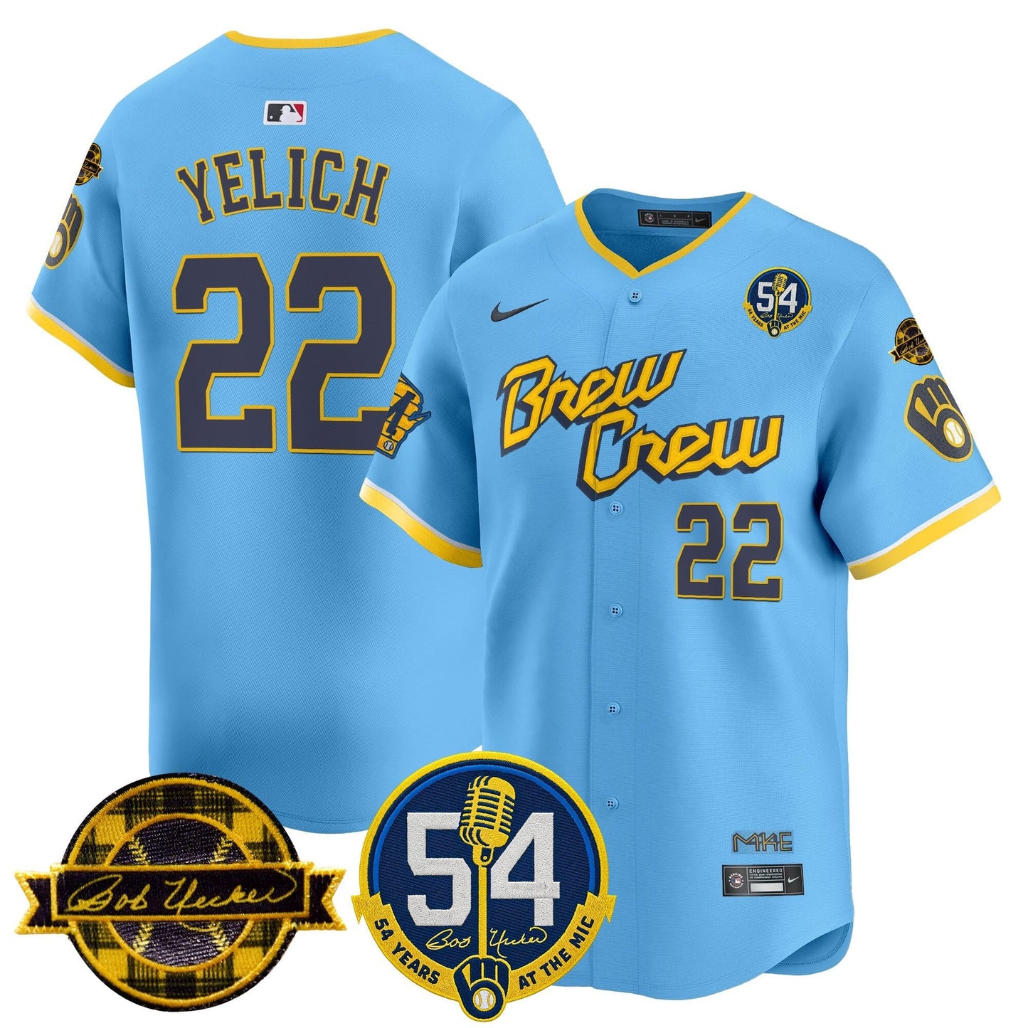 Men's Milwaukee Brewers 'Bob Uecker - 54 Seasons for Brewers' Vapor Premier Limited Jersey - All Stitched