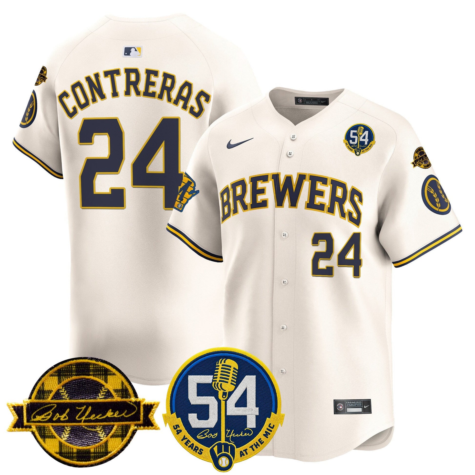 Men's Milwaukee Brewers 'Bob Uecker - 54 Seasons for Brewers' Vapor Premier Limited Jersey - All Stitched