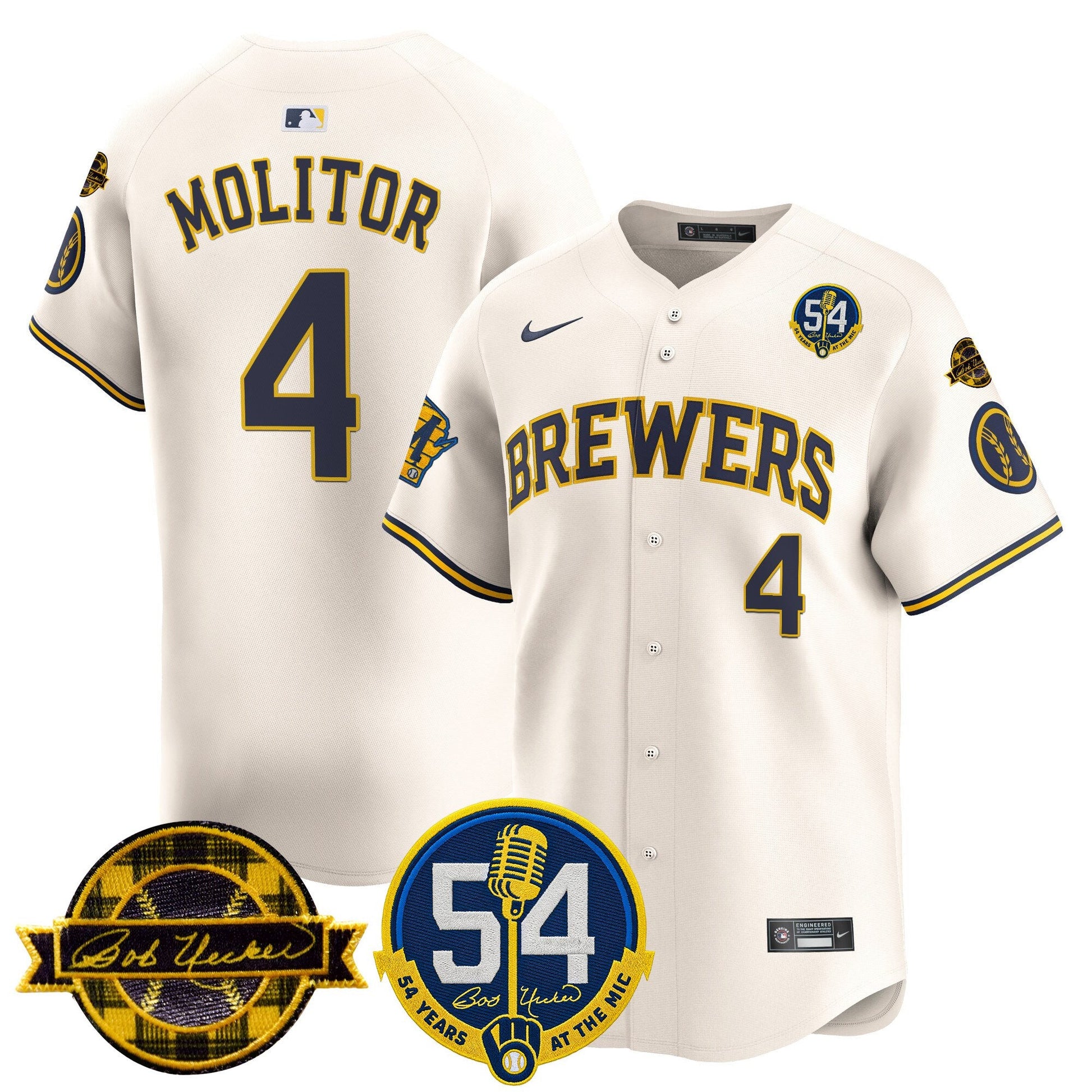 Men's Milwaukee Brewers 'Bob Uecker - 54 Seasons for Brewers' Vapor Premier Limited Jersey - All Stitched