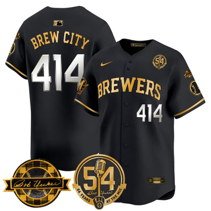 Men's Milwaukee Brewers 'Bob Uecker - 54 Seasons for Brewers' Vapor Premier Limited Jersey - All Stitched