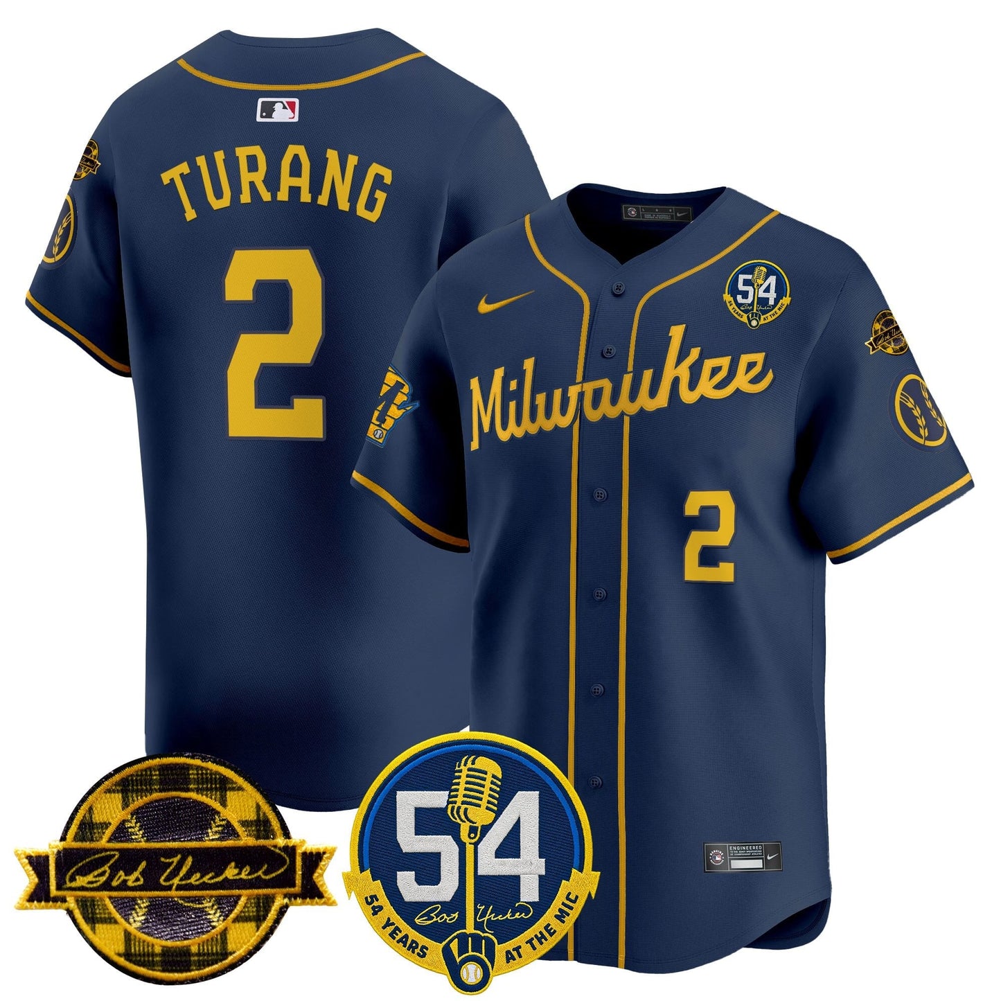 Men's Milwaukee Brewers 'Bob Uecker - 54 Seasons for Brewers' Vapor Premier Limited Jersey - All Stitched