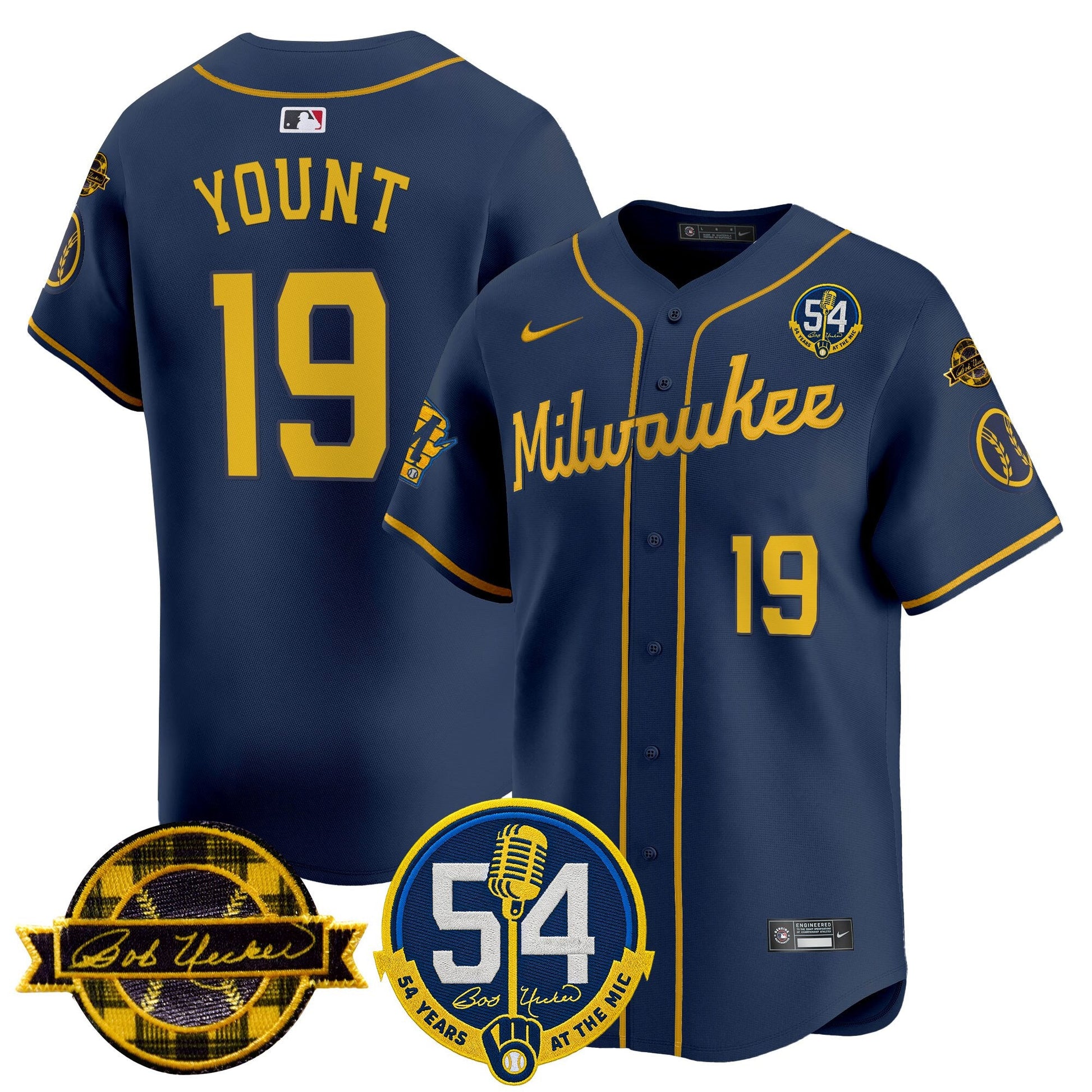 Men's Milwaukee Brewers 'Bob Uecker - 54 Seasons for Brewers' Vapor Premier Limited Jersey - All Stitched