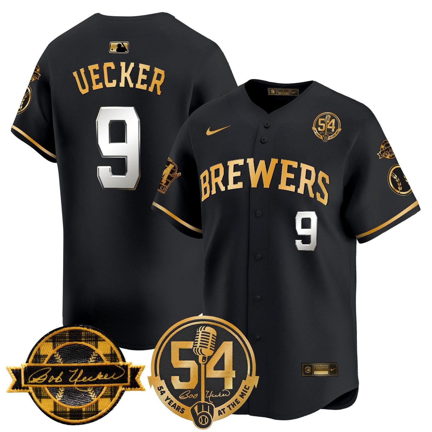 Men's Milwaukee Brewers 'Bob Uecker - 54 Seasons for Brewers' Vapor Premier Limited Jersey - All Stitched