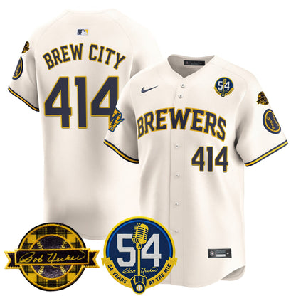 Men's Milwaukee Brewers 'Bob Uecker - 54 Seasons for Brewers' Vapor Premier Limited Jersey - All Stitched