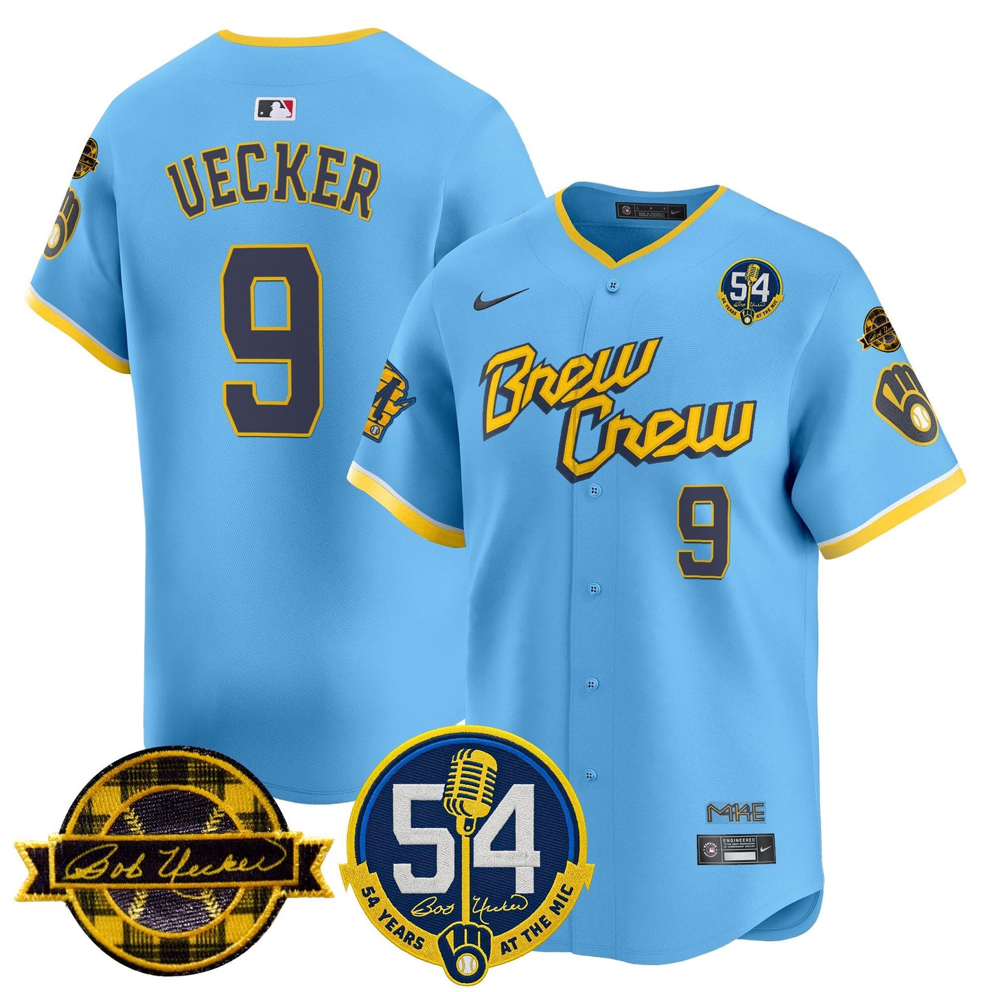 Men's Milwaukee Brewers 'Bob Uecker - 54 Seasons for Brewers' Vapor Premier Limited Jersey - All Stitched