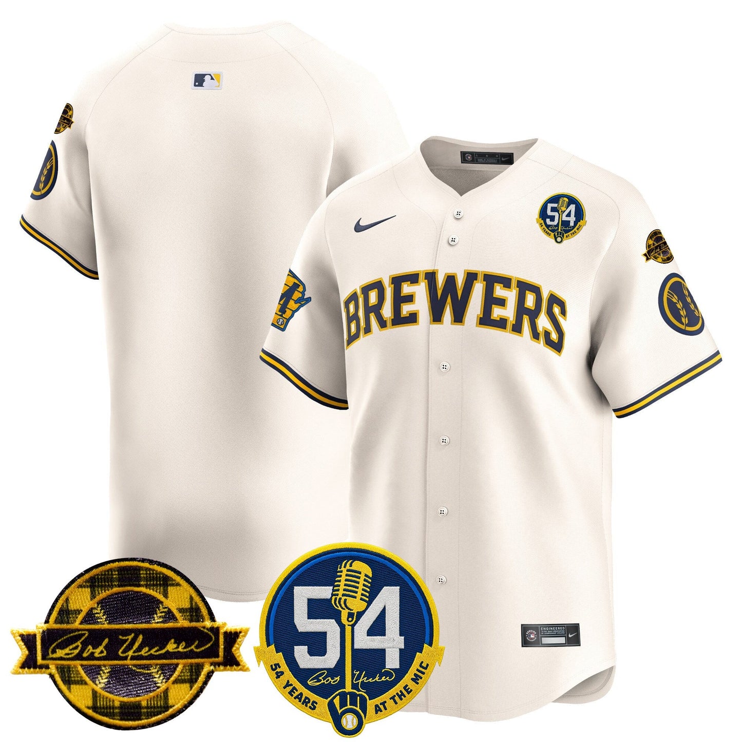Men's Milwaukee Brewers 'Bob Uecker - 54 Seasons for Brewers' Vapor Premier Limited Jersey - All Stitched