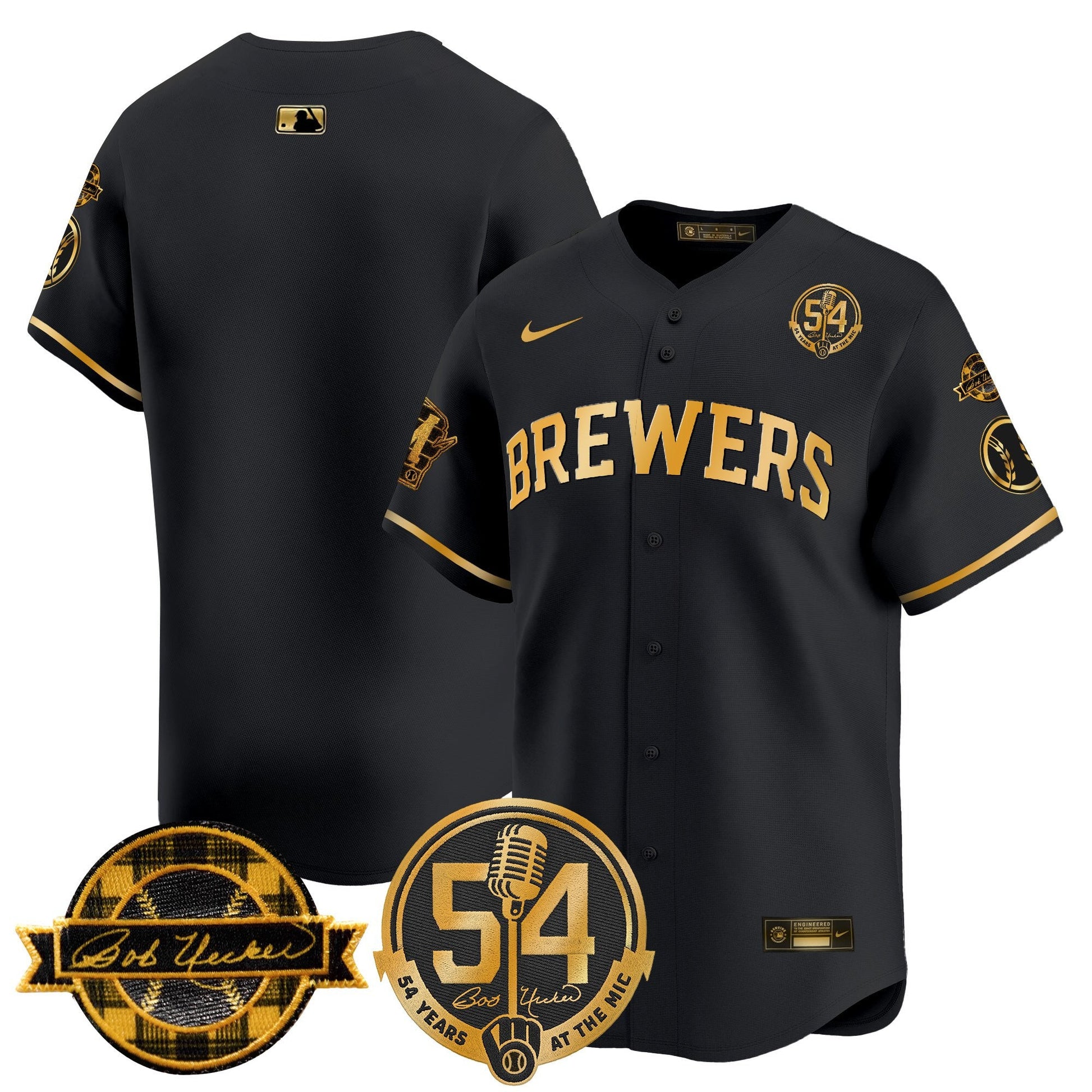 Men's Milwaukee Brewers 'Bob Uecker - 54 Seasons for Brewers' Vapor Premier Limited Jersey - All Stitched