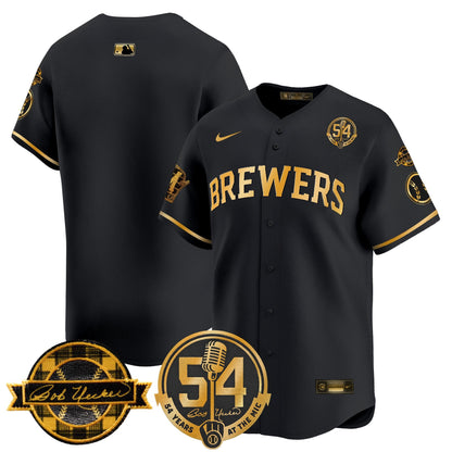 Men's Milwaukee Brewers 'Bob Uecker - 54 Seasons for Brewers' Vapor Premier Limited Jersey - All Stitched