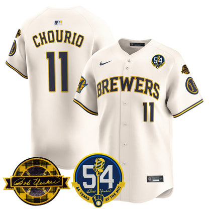 Men's Milwaukee Brewers 'Bob Uecker - 54 Seasons for Brewers' Vapor Premier Limited Jersey - All Stitched