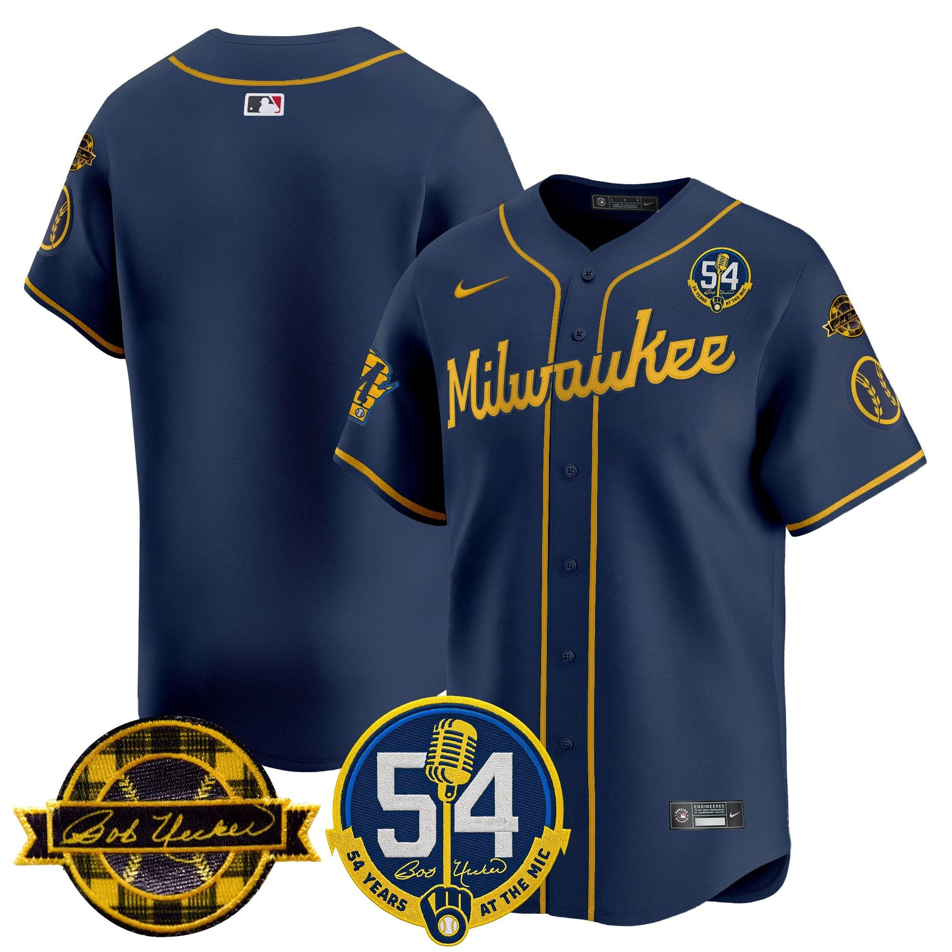Men's Milwaukee Brewers 'Bob Uecker - 54 Seasons for Brewers' Vapor Premier Limited Jersey - All Stitched