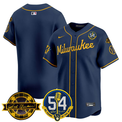 Men's Milwaukee Brewers 'Bob Uecker - 54 Seasons for Brewers' Vapor Premier Limited Jersey - All Stitched